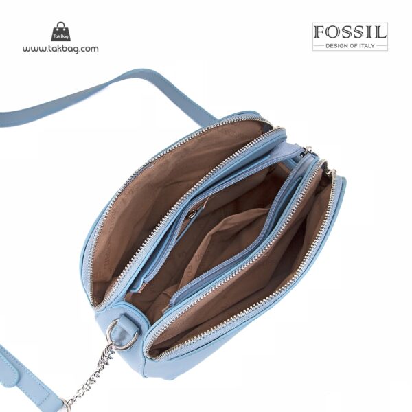 کیف برند فسیل رنگ آبی از بالا ( fossil tb-6101)