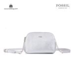 کیف برند فسیل رنگ نقره ای از جلو ( fossil tb-6101)