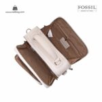 کیف برند فسیل رنگ طوسی از بالا ( fossil tb-6102)