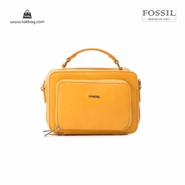 کیف برند فسیل رنگ زرد از جلو ( fossil tb-6102)