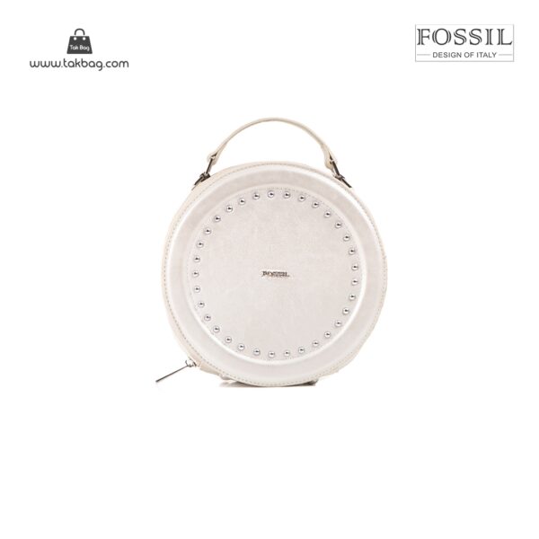 کیف برند فسیل رنگ نقره ای از جلو ( fossil tb-6104)