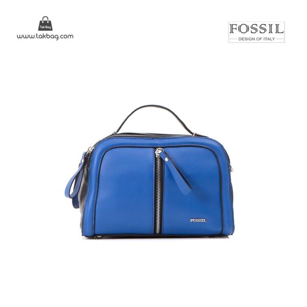 کیف برند فسیل رنگ آبی از جلو ( fossil tb-6105)