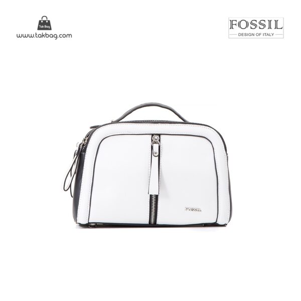 کیف برند فسیل رنگ سفید از جلو ( fossil tb-6105)