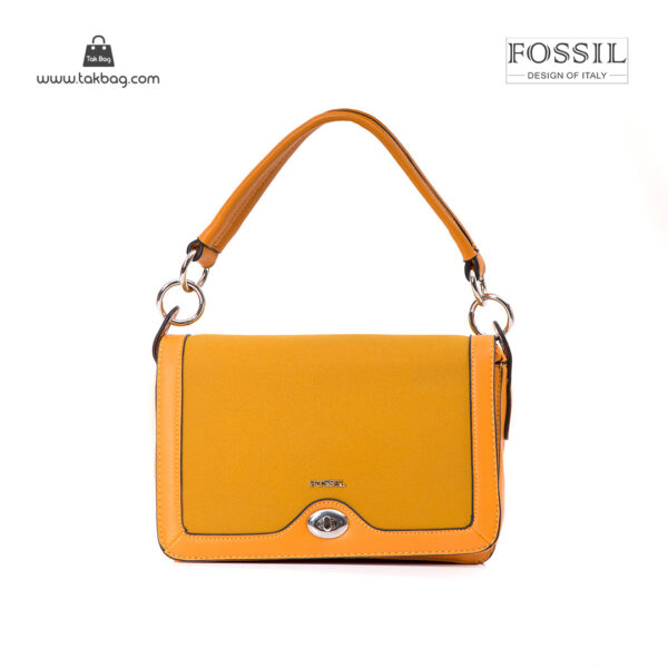 کیف برند فسیل رنگ زرد از بغل ( fossil tb-6108)