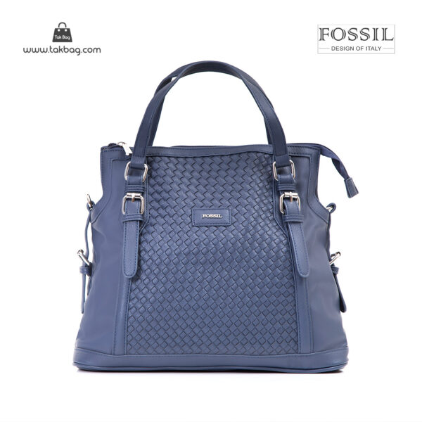 کیف برند فسیل رنگ آبی از جلو ( fossil tb-6112)