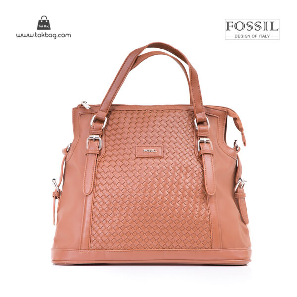 کیف برند فسیل رنگ قهوه ای از جلو ( fossil tb-6112)
