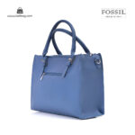 کیف برند فسیل رنگ آبی از بغل ( fossil tb-6118)