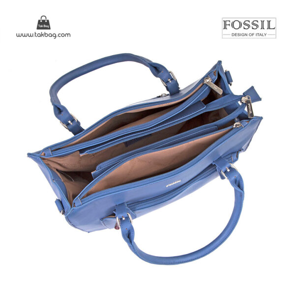کیف برند فسیل رنگ آبی از بالا ( fossil tb-6118)