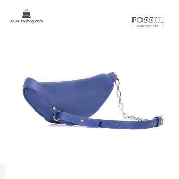 کیف برند فسیل رنگ آبی از بغل ( fossil tb-6116)