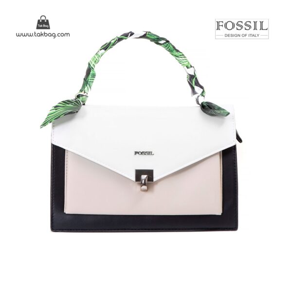 کیف برند فسیل رنگ سفید از جلو ( fossil tb-6117 )