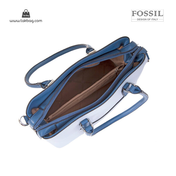 کیف برند فسیل رنگ آبی از بالا ( fossil tb-6119)