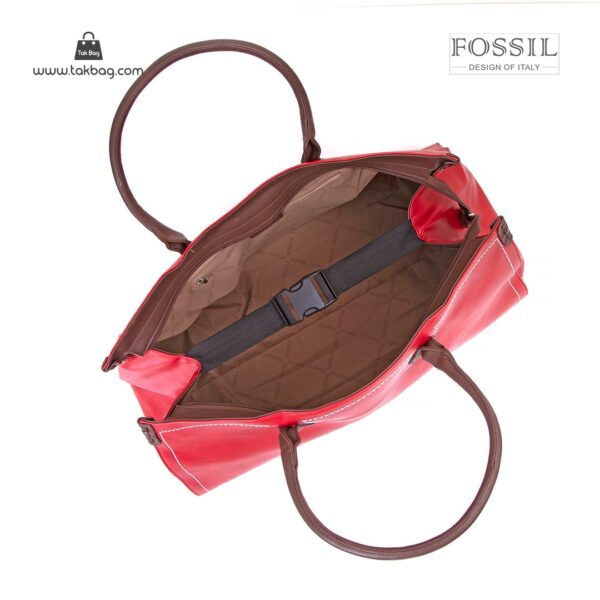 کیف برند فسیل رنگ قرمز از بالا ( fossil tb-6122 )