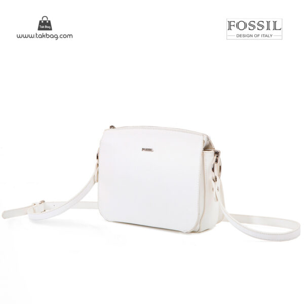 کیف رودوشی زنانه کد TB-6124 برند فسیل رنگ سفید از جلو ( fossil tb-6124 )
