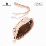 کیف دستی زنانه کد TB-6129 برند فسیل رنگ کمل از بالا ( fossil tb-6129 )