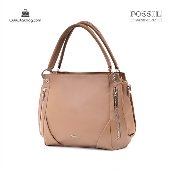کیف دستی زنانه کد TB-6133 برند فسیل رنگ کمل از جلو ( fossil tb-6133 )