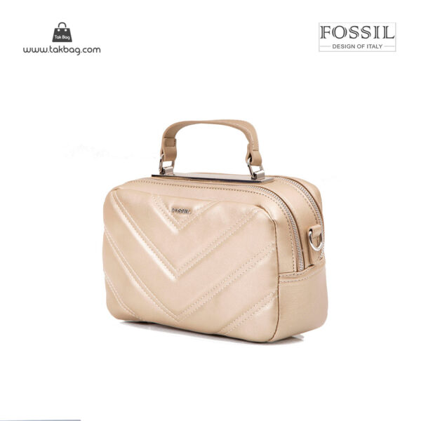 کیف رودوشی زنانه کد TB-6134 برند فسیل رنگ طلایی از جلو ( fossil tb-6134 )