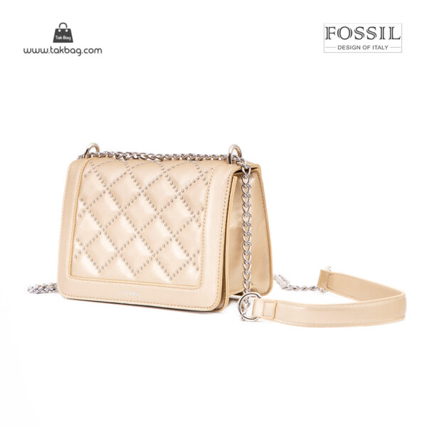 کیف رودوشی زنانه کد TB-6140 برند فسیل رنگ طلایی از جلو ( fossil tb-6140 )