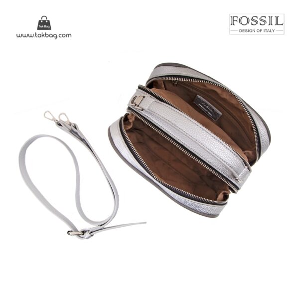 کیف رودوشی زنانه کد TB-6144 برند فسیل رنگ نقره ای از بالا ( fossil tb-6144 )