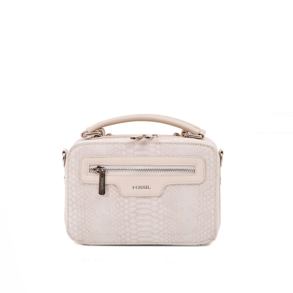 کیف رودوشی زنانه کد TB-6146 برند فسیل رنگ کرم از جلو ( fossil tb-6146 )