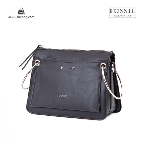 کیف رودوشی زنانه کد TB-6147 برند فسیل رنگ مشکی از جلو ( fossil tb-6147 )