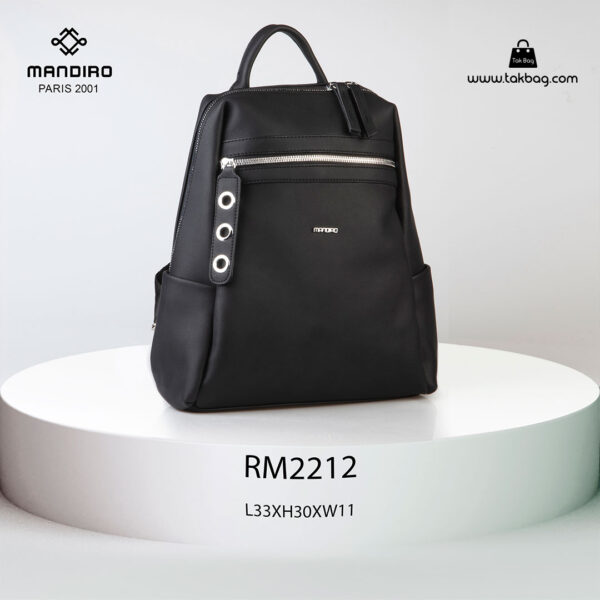 کوله پشتی زنانه کد RM-2212 برند ماندیرو رنگ مشکی از جلو ( mandiro RM-2212 )