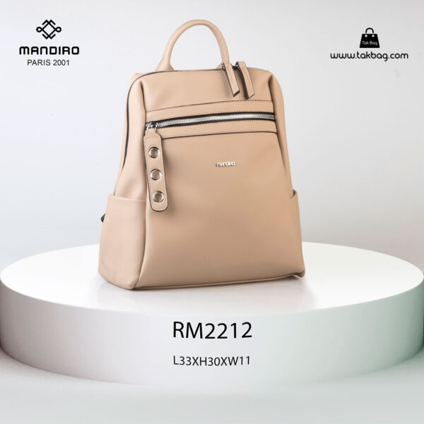 کوله پشتی زنانه کد RM-2212 برند ماندیرو رنگ کافی از جلو ( mandiro RM-2212 )