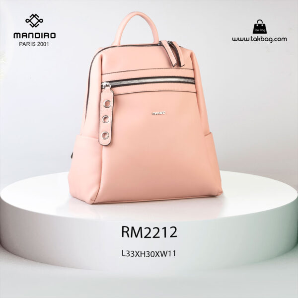 کوله پشتی زنانه کد RM-2212 برند ماندیرو رنگ صورتی از جلو ( mandiro RM-2212 )