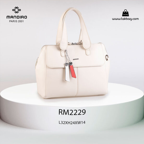 کیف دستی زنانه کد RM-2229 برند ماندیرو رنگ کرم از جلو ( mandiro RM-2229 )