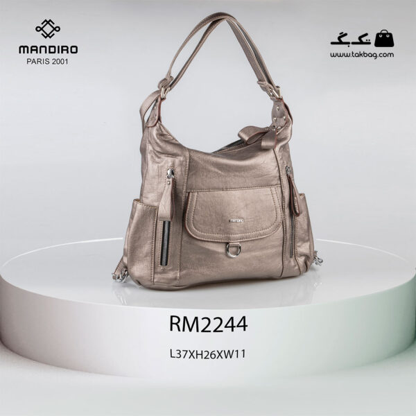 کیف رودوشی زنانه کد RM-2244 برند ماندیرو رنگ بژ از جلو ( mandiro RM-2244 )