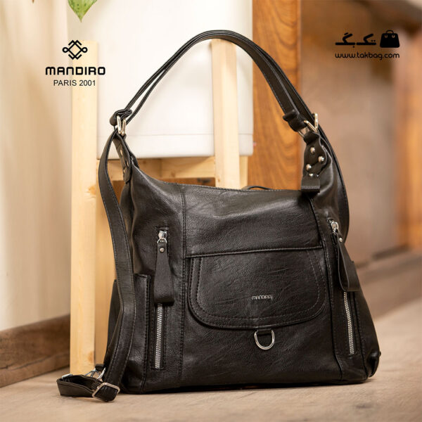 کیف رودوشی زنانه کد RM-2244 برند ماندیرو رنگ مشکی از جلو ( mandiro RM-2244 )