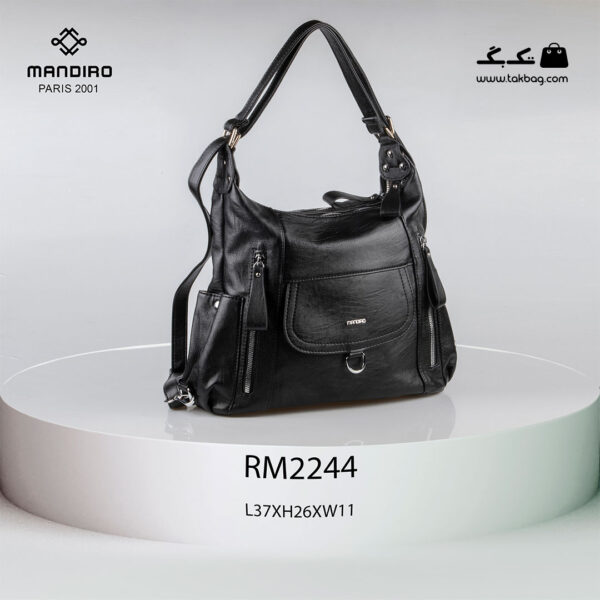 کیف رودوشی زنانه کد RM-2244 برند ماندیرو رنگ مشکی از جلو ( mandiro RM-2244 )