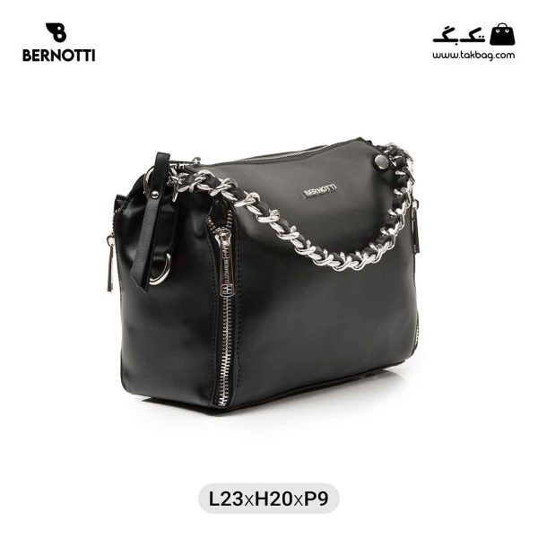 کیف رودوشی زنانه کد TB-6220 برند برنوتی رنگ مشکی از جلو ( Bernotti tb-6220 )