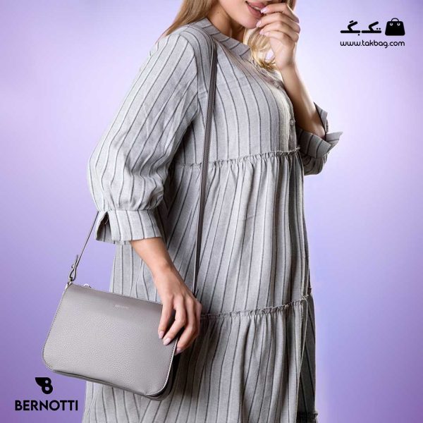 کیف رودوشی زنانه کد TB-6230 برند برنوتی رنگ طوسی با مدل ( Bernotti tb-6230 )