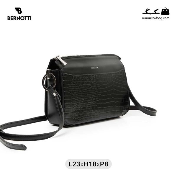 کیف رودوشی زنانه کد TB-6235 برند برنوتی رنگ مشکی از جلو( Bernotti tb-6235 )