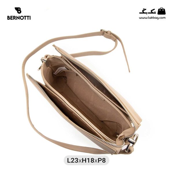 کیف رودوشی زنانه کد TB-6235 برند برنوتی رنگ کمل از بالا( Bernotti tb-6235 )