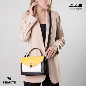 کیف رودوشی زنانه کد TB-6240 برند برنوتی رنگ مشکی زرد با مدل ( Bernotti tb-6240 )