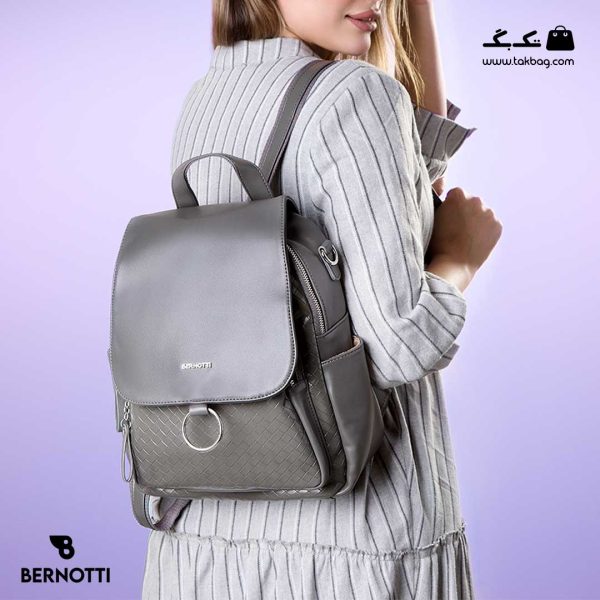 کوله پشتی زنانه کد TB-6255 برند برنوتی رنگ طوسی با مدل ( Bernotti tb-6255 )