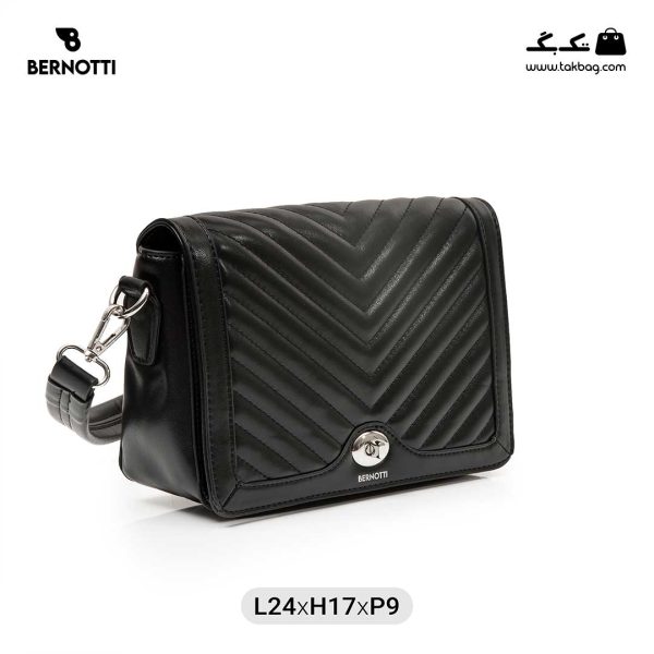 کیف رودوشی زنانه کد TB-6275 برند برنوتی رنگ مشکی از جلو ( Bernotti tb-6275 )