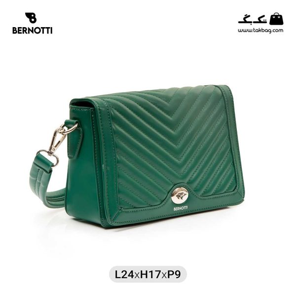کیف رودوشی زنانه کد TB-6275 برند برنوتی رنگ سبز از جلو( Bernotti tb-6275 )
