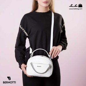 Bernotti-TB-6386-(White-Model-Front) کیف رودوشی زنانه کد TB-6386 برند برنوتی رنگ سفید با مدل ( Bernotti tb-6386 )