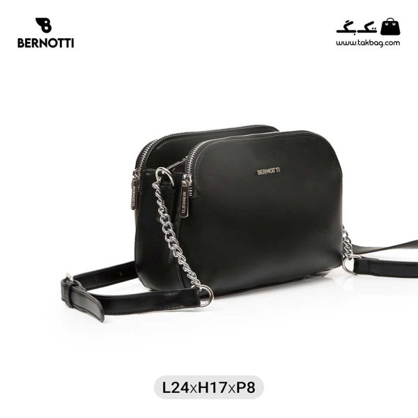 کیف رودوشی زنانه کد TB-6205 برند برنوتی رنگ مشکی از جلو ( Bernotti tb-6205 )