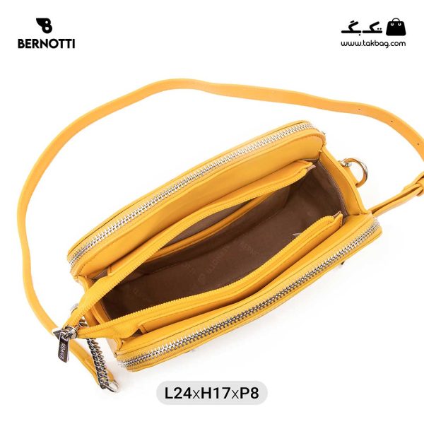 کیف رودوشی زنانه کد TB-6205 برند برنوتی رنگ زرد از بالا ( Bernotti tb-6205 )