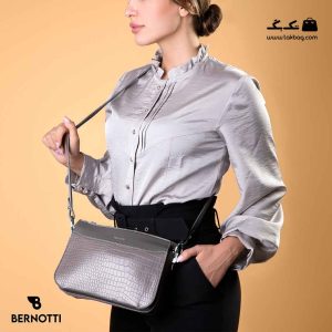 Bernotti-TB-6235-(Gray-Model-Front) کیف رودوشی زنانه کد TB-6235 برند برنوتی رنگ طوسی با مدل ( Bernotti tb-6235 )