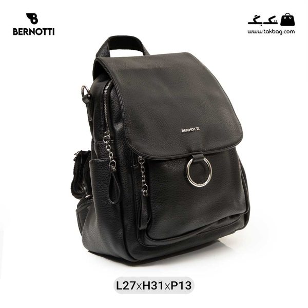 کوله پشتی زنانه کد TB-6250 برند برنوتی رنگ مشکی از جلو ( Bernotti tb-6250 )