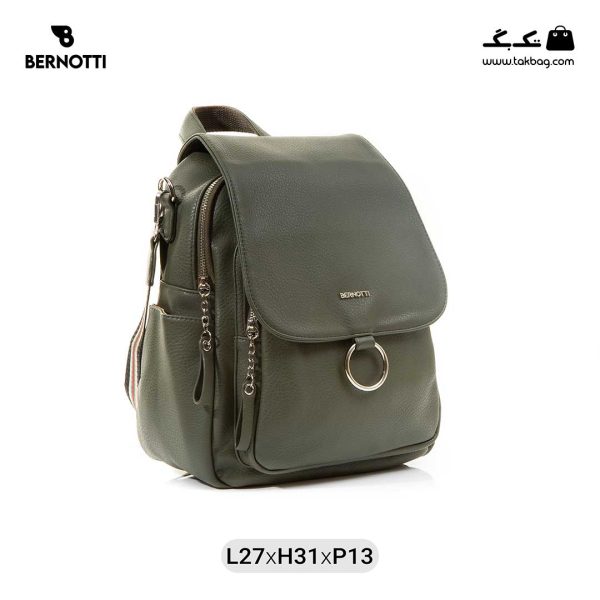 کوله پشتی زنانه کد TB-6250 برند برنوتی رنگ سبز از جلو ( Bernotti tb-6250 )