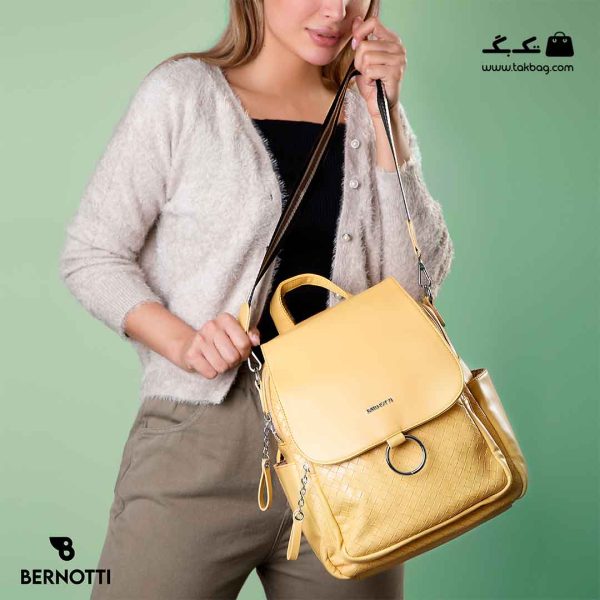 کوله پشتی زنانه کد TB-6255 برند برنوتی رنگ زرد با مدل ( Bernotti tb-6255 )