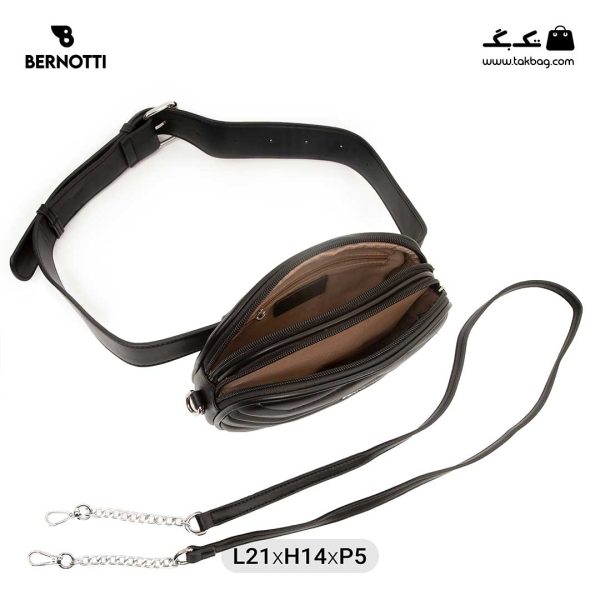 کیف رودوشی کمری زنانه کد TB-6260 برند برنوتی رنگ مشکی از بالا ( Bernotti tb-6260 )
