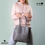 کیف رودوشی زنانه کد TB-6350 برند برنوتی رنگ طوسی تیره با مدل ( Bernotti tb-6350 )