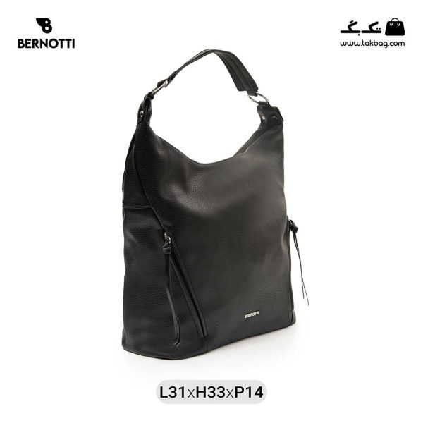 کیف رودوشی زنانه کد TB-6370 برند برنوتی رنگ مشکی از جلو ( Bernotti tb-6370 )
