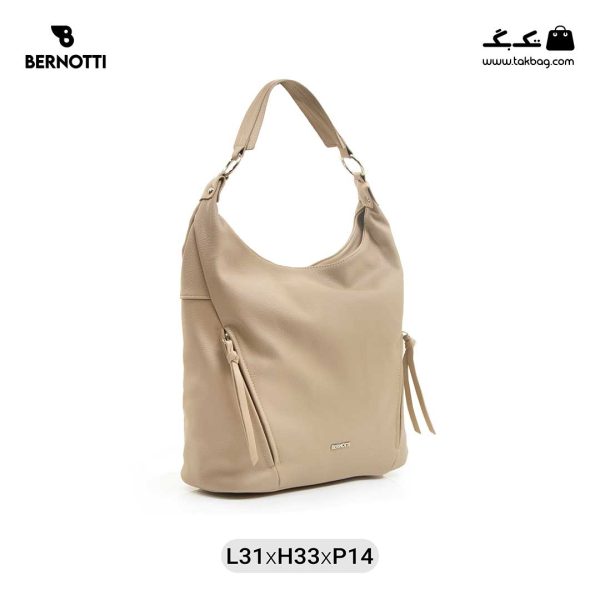 کیف رودوشی زنانه کد TB-6370 برند برنوتی رنگ کمل از جلو ( Bernotti tb-6370 )